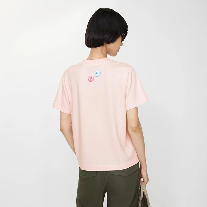 Candy Rock Cotton T-shirt in Mallow pink - Women | Burberry® Official