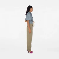 Linen Tailored Trousers in Khaki/milk - Women | Burberry® Official