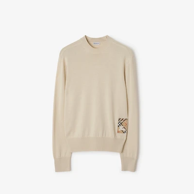 Check Label Wool Sweater in Nutmeg - Men | Burberry® Official