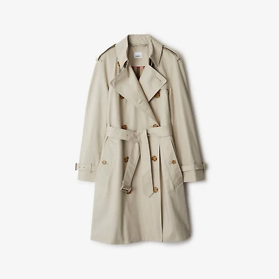 Mid-length Cotton Trench Coat in Stone - Women | Burberry® Official