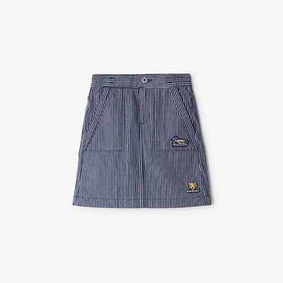 Striped Denim Skirt in Dark navy | Burberry® Official