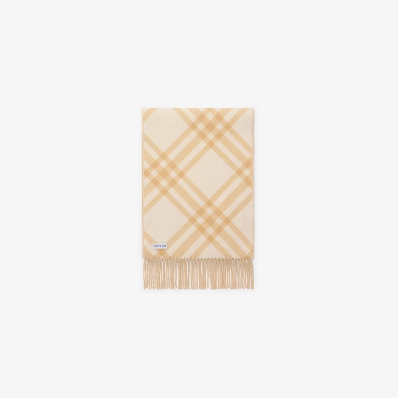 Check Cashmere Scarf in Sand beige | Burberry® Official