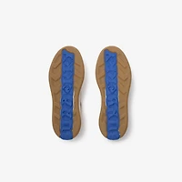 Leather, Suede and Check Terrace Sneakers​ in Dove beige/grey/sand beige - Men | Burberry® Official