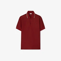 Check Trim Cotton Polo Shirt in Auburn brown - Men | Burberry® Official