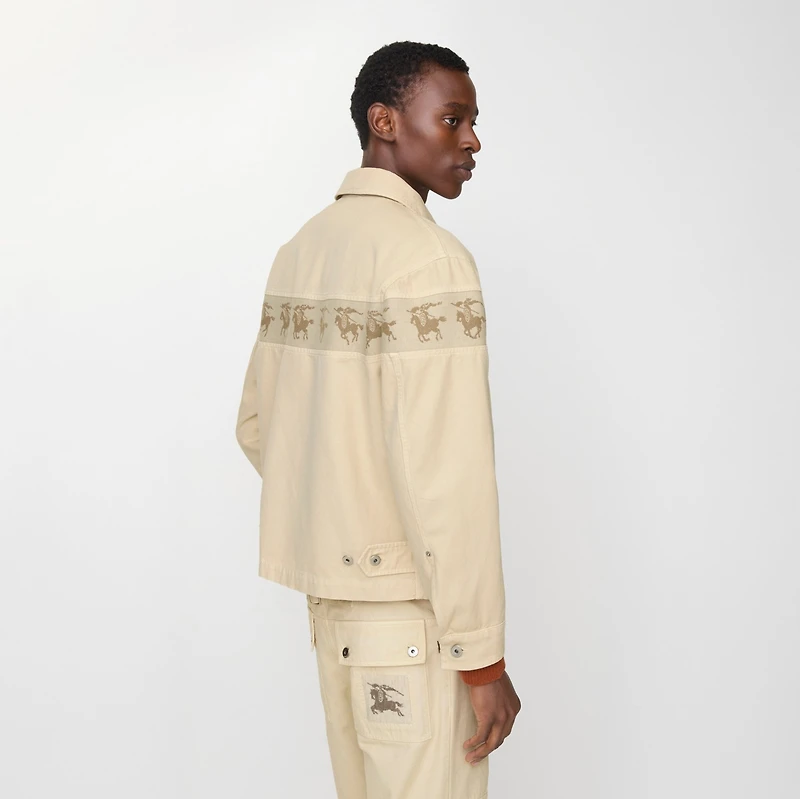 Galloping Knight Cotton Canvas Jacket in Tundra beige - Men | Burberry® Official