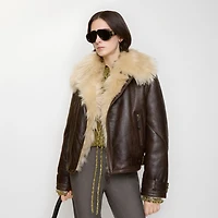 Cropped Shearling Aviator Jacket in Dark brown - Women, Suede | Burberry® Official