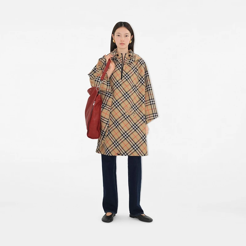 Packaway Check Twill Cape in Sand | Burberry® Official