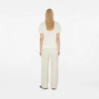 Check Label Cotton T-shirt in Chalk - Women | Burberry® Official