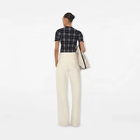 Gabardine Belted Trousers in Lunar - Women, Cotton | Burberry® Official