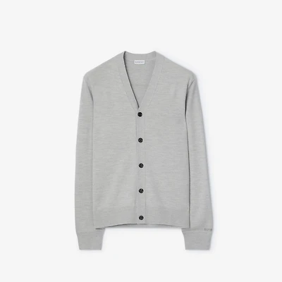 Wool Cardigan in Light grey melange - Men | Burberry® Official