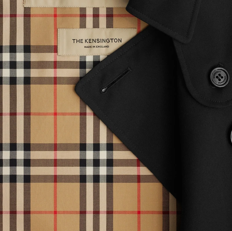 Mid-length Kensington Heritage Trench Coat in Black - Women, Cotton Gabardine | Burberry® Official