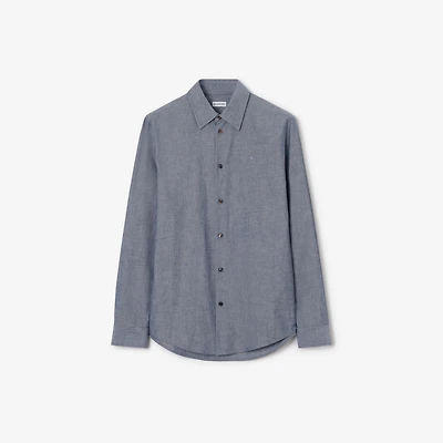 Regular Fit Cotton Blend Shirt in Bright navy - Men | Burberry® Official