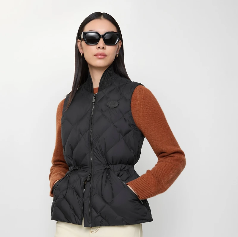 Check-stitch Nylon Devonside Gilet in Black - Women | Burberry® Official