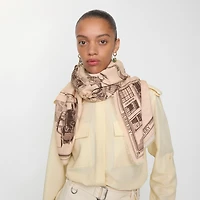 London Landmarks Wool Silk Scarf in Sepia | Burberry® Official