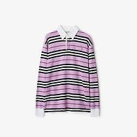 Long-sleeve Striped Cotton Polo Shirt in Dawn - Women | Burberry® Official