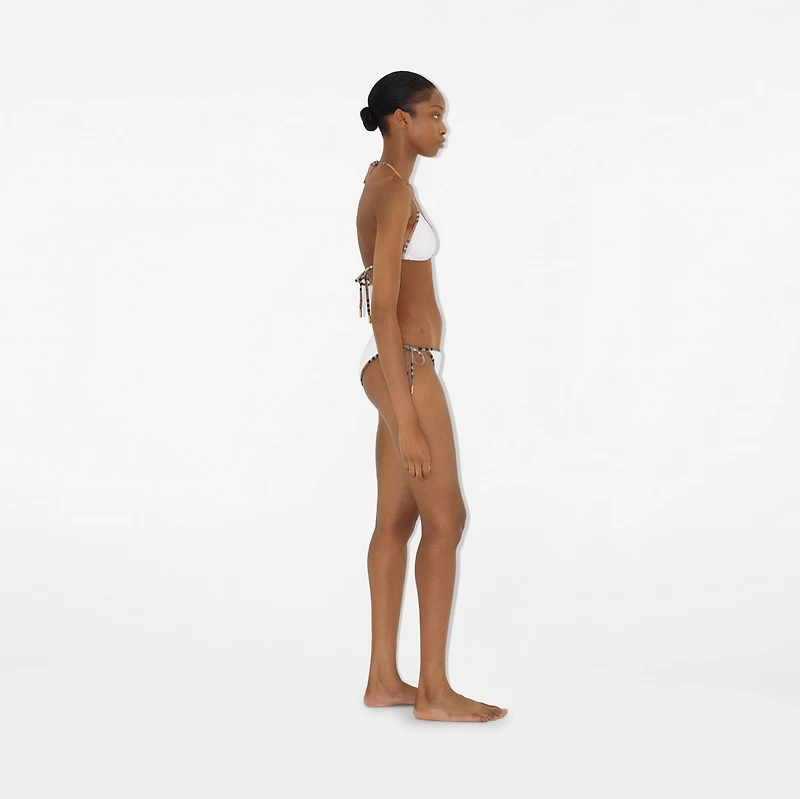 Check Trim Bikini in White - Women, Nylon | Burberry® Official