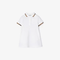 Check Trim Cotton Polo Shirt Dress in White | Burberry® Official