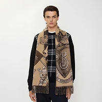 Etched Knight Cashmere Scarf in Sand | Burberry® Official