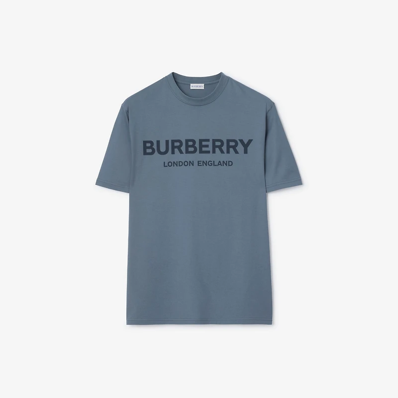 Logo Cotton T-shirt in Carbon blue - Men | Burberry® Official