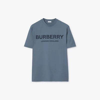 Logo Cotton T-shirt in Carbon blue - Men | Burberry® Official
