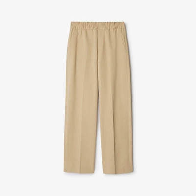 Cotton Tailored Trousers in Cracker - Women | Burberry® Official