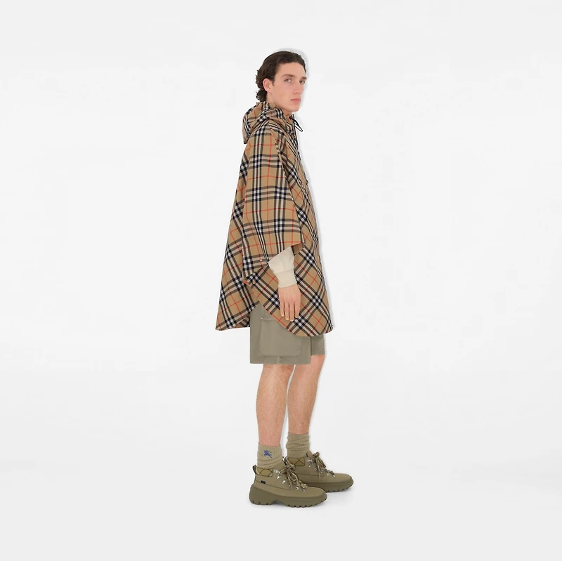 Packaway Check Twill Cape in Sand | Burberry® Official