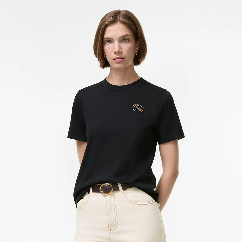 Knight Check Cotton T-shirt in Black - Women | Burberry® Official