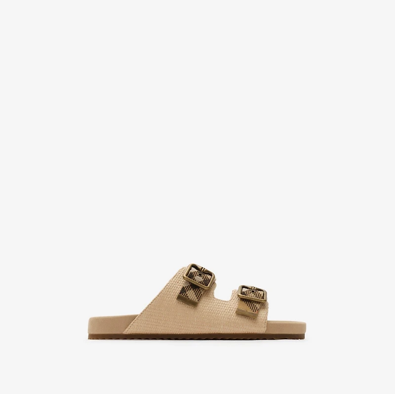 Raffia-effect Urchin Sandals in Reed beige - Women | Burberry® Official