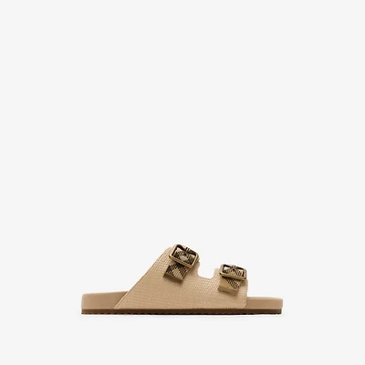 Raffia-effect Urchin Sandals in Reed beige - Women | Burberry® Official