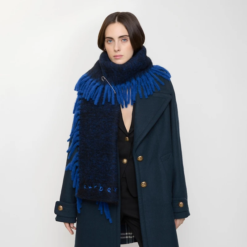 Alpaca Wool Blend Happy Scarf in Firth blue/black | Burberry® Official