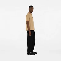 Logo Collar Cotton Polo Shirt in Flax beige - Men | Burberry® Official