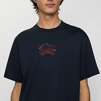 EKD Check Cotton T-shirt in Navy - Men | Burberry® Official