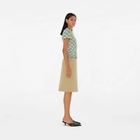 Check Stretch Cotton T-shirt in Breeze - Women | Burberry® Official