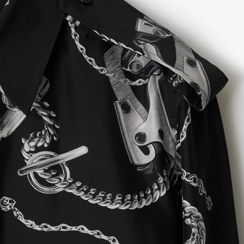 Knight Hardware Silk Shirt in Silver/black - Women | Burberry® Official