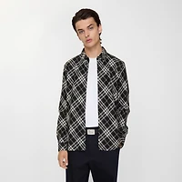 Relaxed Fit Check Cotton Flannel Shirt in Black - Men | Burberry® Official