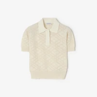 Check Wool Silk Polo Shirt in Ceramic white - Women | Burberry® Official