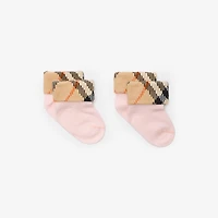 Two-piece Cotton Blend Socks Set in Ice pink/sand beige - Children | Burberry® Official
