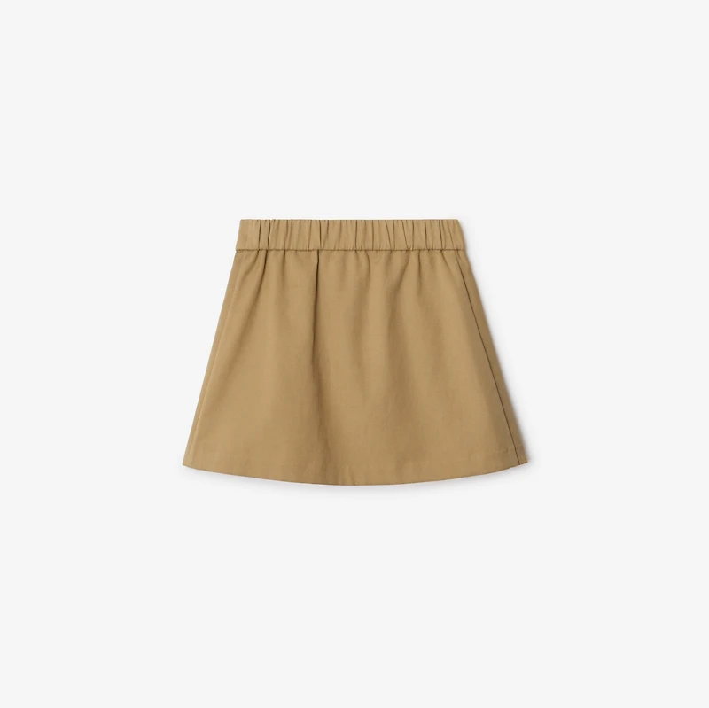 Pleated Cotton Blend Skirt in Sand | Burberry® Official