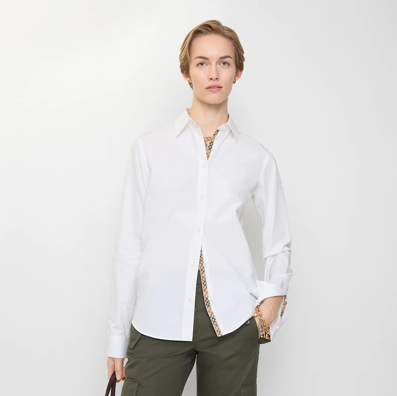 Regular Fit Cotton Poplin Formal Shirt in White - Women | Burberry® Official