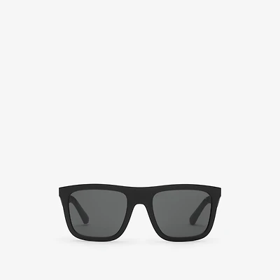 Embossed Check Square Sunglasses in Black - Men | Burberry® Official