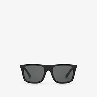 Embossed Check Square Sunglasses in Black - Men | Burberry® Official