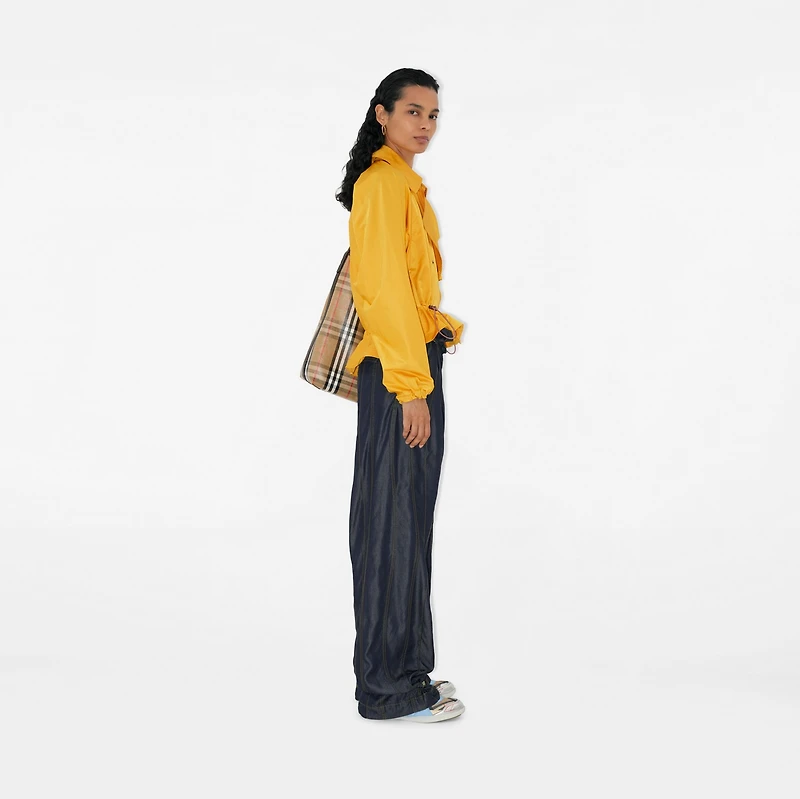 Satin Hooded Trench Jacket in Pear - Women, Nylon | Burberry® Official