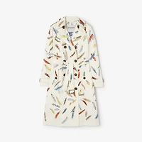 Long Embroidered Tropical Gabardine Foxfield Trench Coat in Tundra white - Women | Burberry® Official