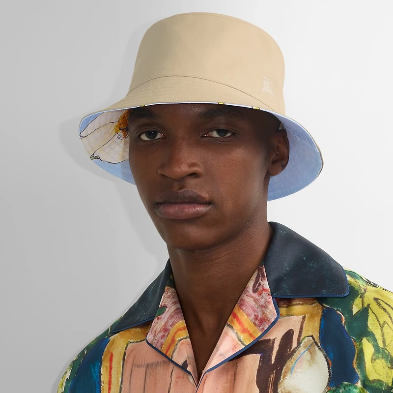 Reversible Highgrove Cotton Bucket Hat in Nutmeg - Men | Burberry® Official