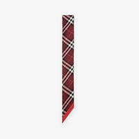 Skinny Contrast Check Silk Scarf in Sand beige/oxblood red | Burberry® Official