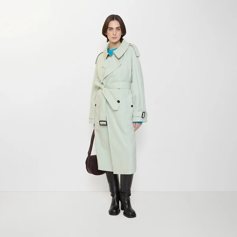 Long Cotton Canvas Fitzrovia Trench Coat in Seafoam green - Women | Burberry® Official