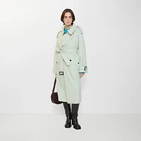 Long Cotton Canvas Fitzrovia Trench Coat in Seafoam green - Women | Burberry® Official