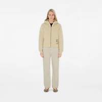 Check Label Cotton Zip Hoodie in Nutmeg - Women | Burberry® Official