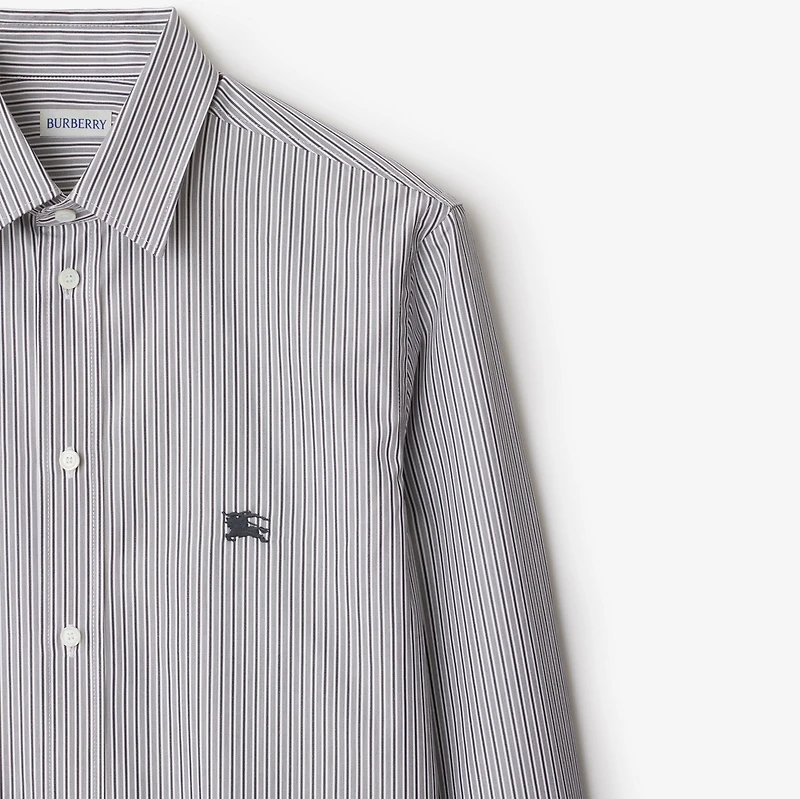Regular Fit Striped Cotton Shirt in Black/white - Men | Burberry® Official