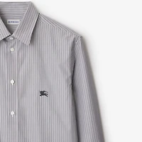 Regular Fit Striped Cotton Shirt in Black/white - Men | Burberry® Official